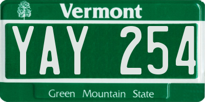 VT license plate YAY254
