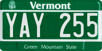 VT license plate YAY255
