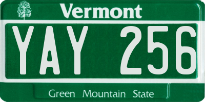 VT license plate YAY256