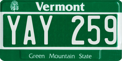 VT license plate YAY259