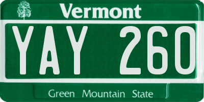 VT license plate YAY260