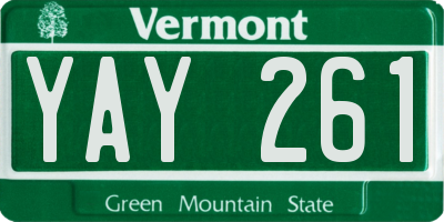 VT license plate YAY261