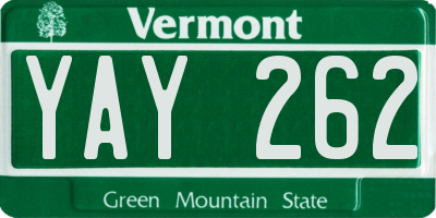 VT license plate YAY262