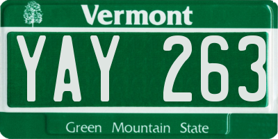 VT license plate YAY263