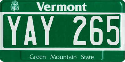 VT license plate YAY265
