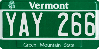 VT license plate YAY266