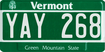 VT license plate YAY268
