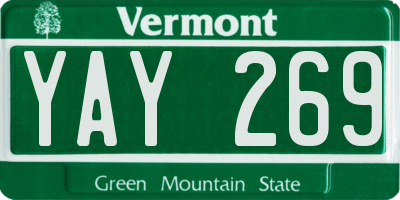 VT license plate YAY269