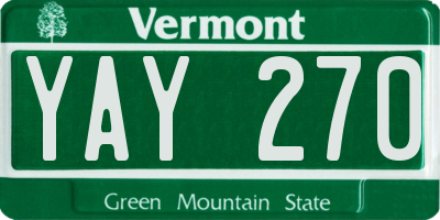VT license plate YAY270