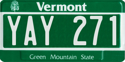 VT license plate YAY271