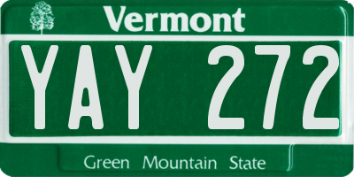 VT license plate YAY272