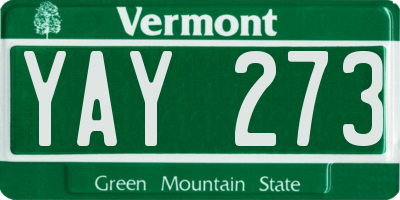 VT license plate YAY273