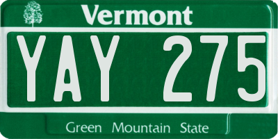 VT license plate YAY275