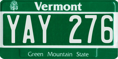 VT license plate YAY276