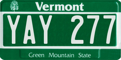 VT license plate YAY277