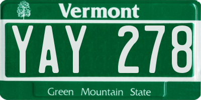 VT license plate YAY278