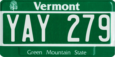 VT license plate YAY279