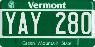 VT license plate YAY280