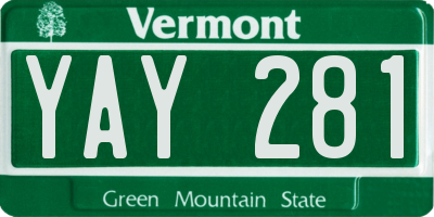 VT license plate YAY281
