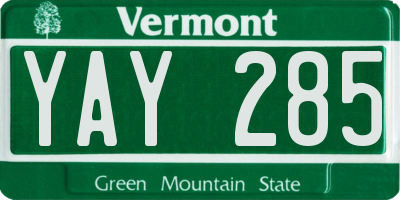 VT license plate YAY285