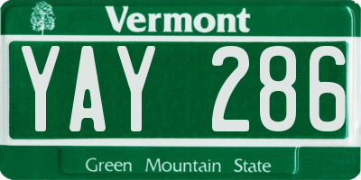 VT license plate YAY286