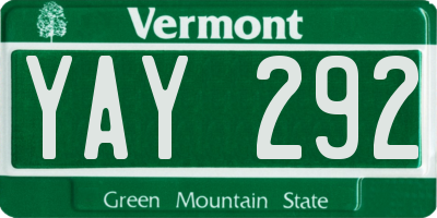 VT license plate YAY292