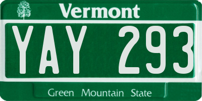 VT license plate YAY293