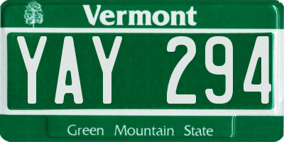 VT license plate YAY294
