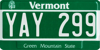 VT license plate YAY299