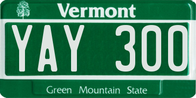 VT license plate YAY300
