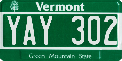 VT license plate YAY302