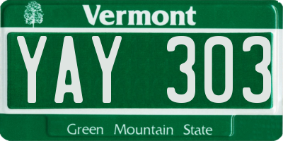 VT license plate YAY303