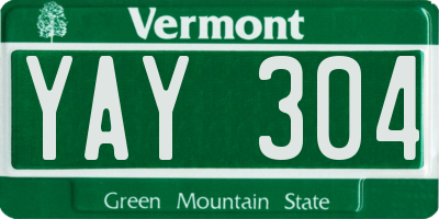 VT license plate YAY304