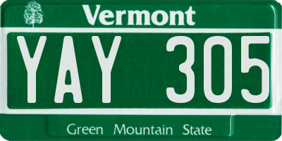 VT license plate YAY305
