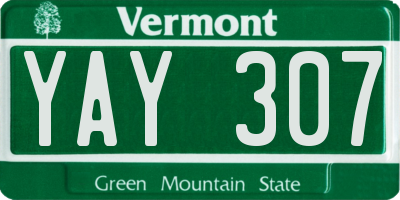 VT license plate YAY307