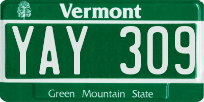 VT license plate YAY309