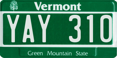 VT license plate YAY310