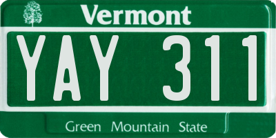 VT license plate YAY311