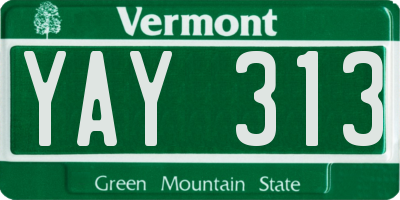 VT license plate YAY313