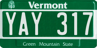 VT license plate YAY317