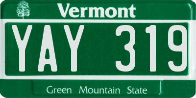 VT license plate YAY319