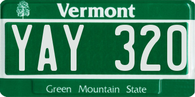 VT license plate YAY320