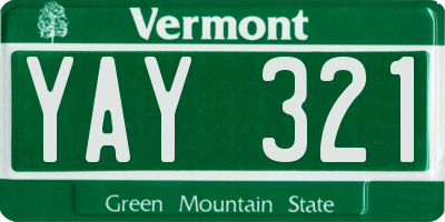 VT license plate YAY321