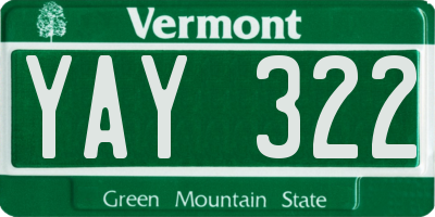 VT license plate YAY322