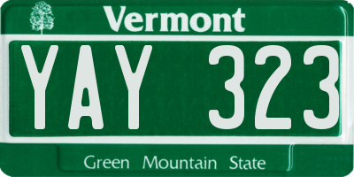 VT license plate YAY323