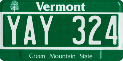 VT license plate YAY324