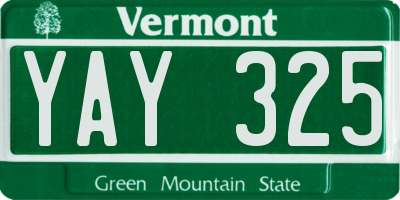 VT license plate YAY325