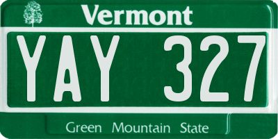 VT license plate YAY327