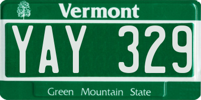 VT license plate YAY329