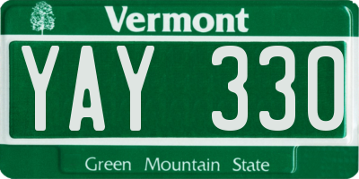 VT license plate YAY330